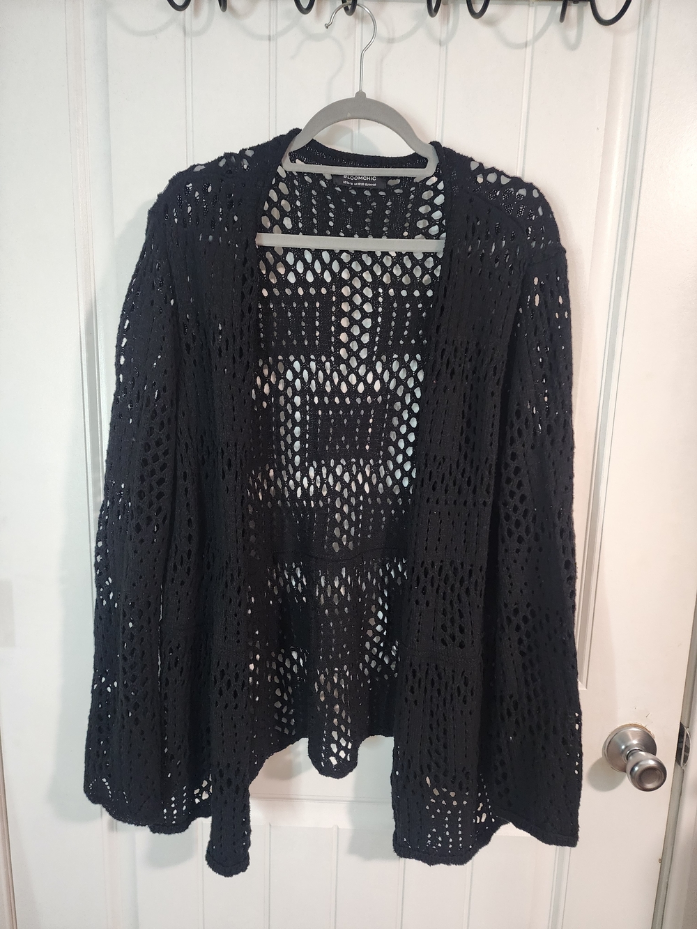 BloomChic Black Open-Knit Cardigan
